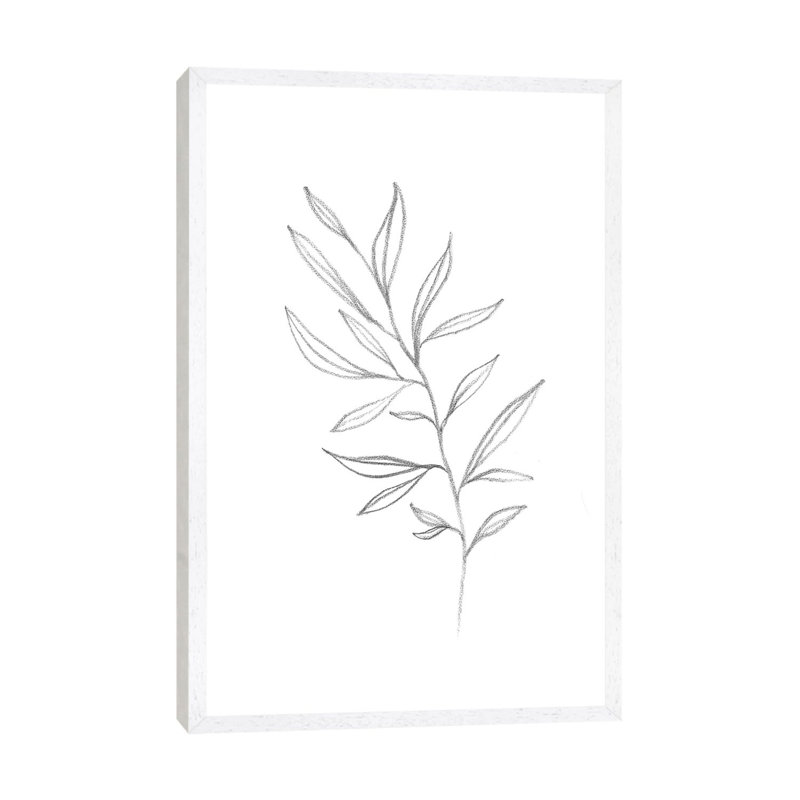 Line Art Plant - Print on Canvas, 66.04cm H x 45.72cm W x 3.81cm D, White Framed