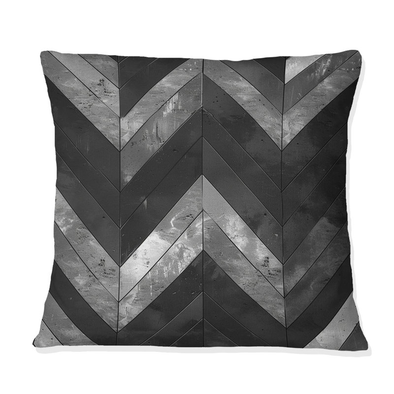 Coussin Mid-Century noir à chevrons Delight - Mid-Century, H 18 po x l 18 po