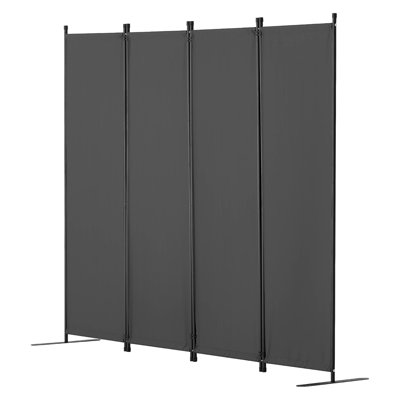 Paravent gris à 4 panneaux 8867,5 pouces, écran d'intimité en tissu pour plusieurs pièces, autoportant, imperméable, blocs de soleil, construction avec bases en acier au carbone et en métal, conception pliante flexible, tracas