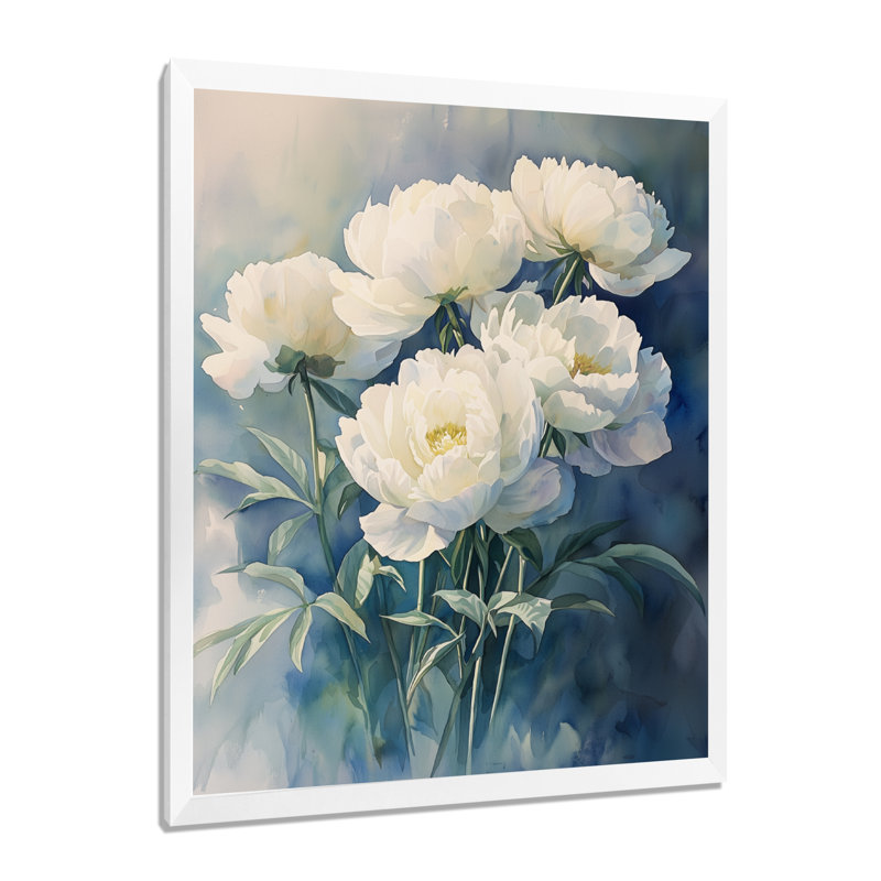 Bolen - impressions murales florales, H 32 po x l 16 po, Reproduction encadrée d'une seule photo, Blanc
