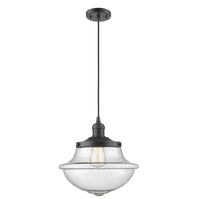 Luminaire suspendu simple à 1 lumière Baptiste, Grainé, Ampoule non incluse, Bronze huilé