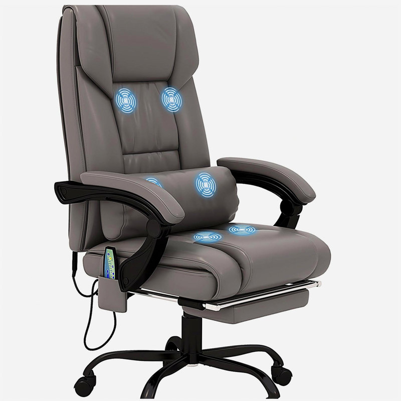 Chaise de bureau à massage à haut dossier et vibration avec télécommande 6 points