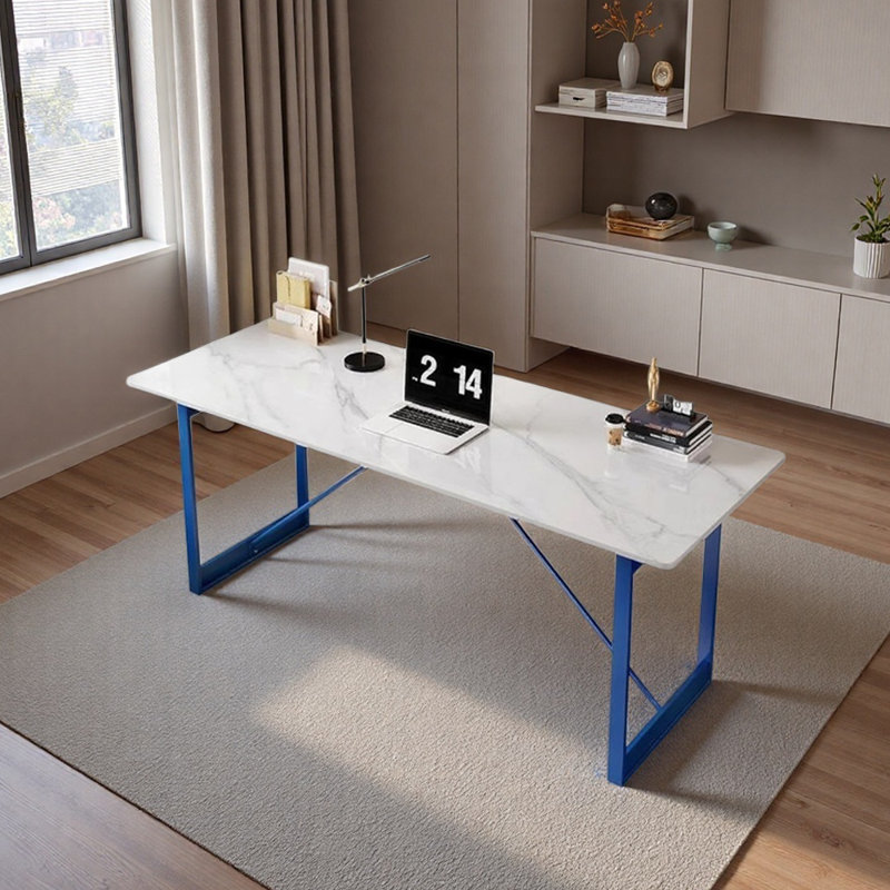 Bureau d'écriture Modern Light, Gris / blanc / bleu, H 29,52 po x l 70,86 po x P 31,49 po