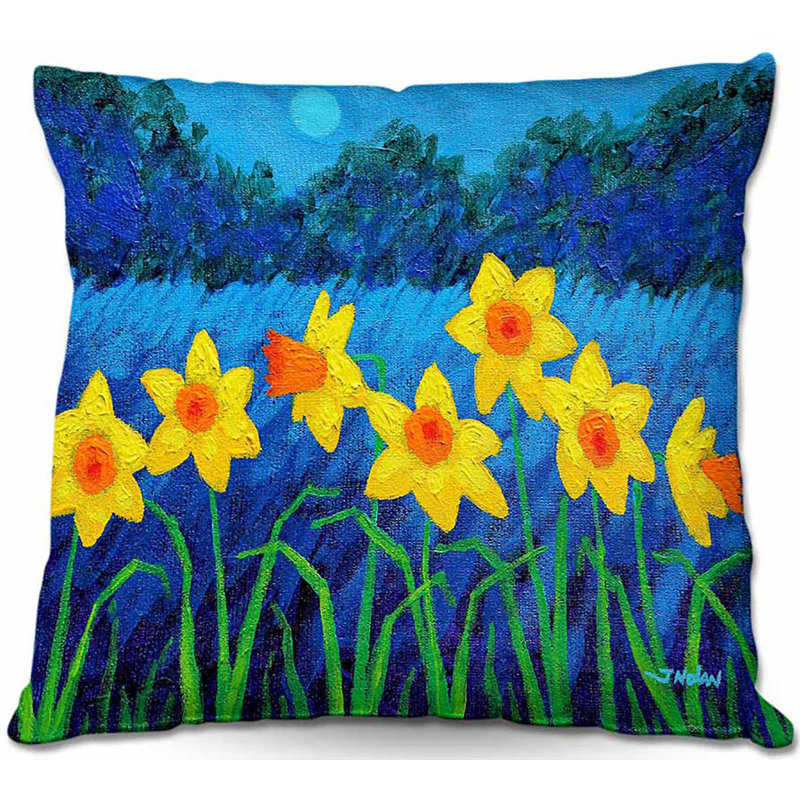 Couch Moonlit Daffodils Throw Pillow, 18" x 18"