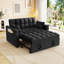 Canapé-lit avec lit escamotable, canapé-lit convertible en velours moderne, petit canapé-lit avec coussins et poches latérales pour petit espace, salon, appartement, noir-1828710457
