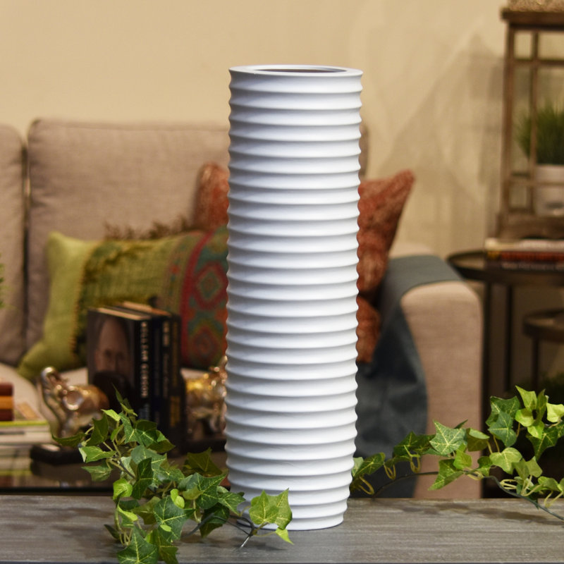 Vase de plancher cylindrique en céramique Synthia, H 18 po x l 5,25 po x P 5,25 po