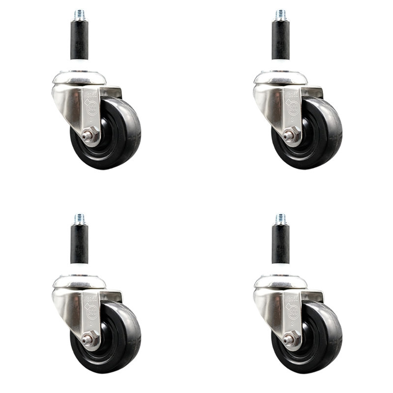 Ensemble de roulettes extensibles en caoutchouc dur, H 3 po x l 3 po