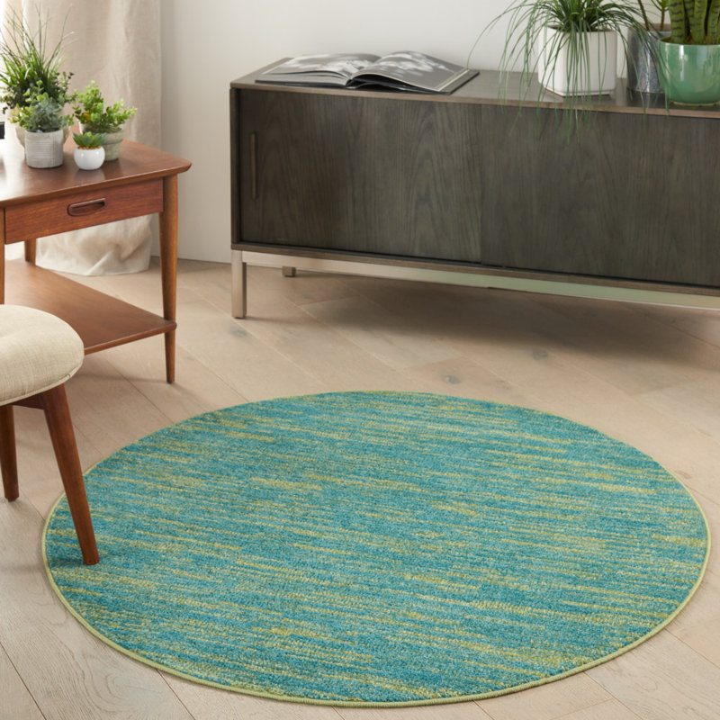 Tapis bleu / vert Nourison Essentials, Rond 4 pi