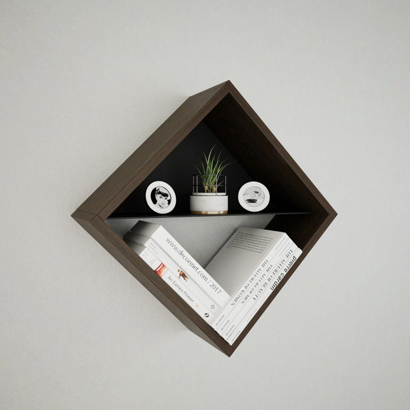 Tablette d'appoint carrée avec tablettes réglables Abdelmalek, Wengé
