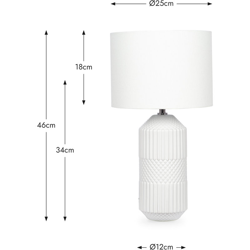 Izayah Ceramic Table Lamp, White, 60 W