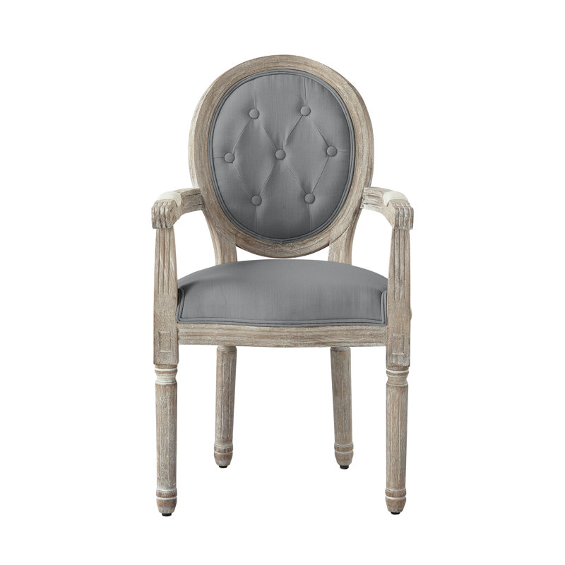 Chaise rustique en lin Rustic Manor, blanc crème, gris