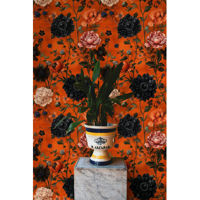 Papier peint adhésif floral audacieux | Murale pivoine pour mur décoratif