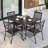 Outdoor 5-Piece Dining Set, Iron Finish, Black with Gold Speckles -1040189683