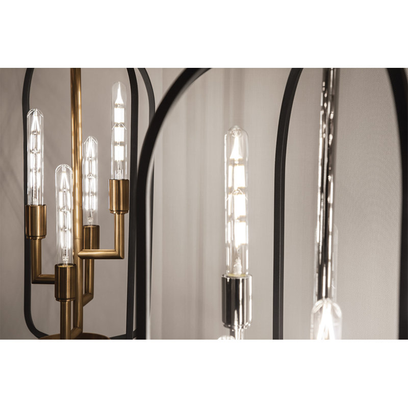 Lustre géométrique de style lanterne à 4 lumières Angler, Laiton vieilli