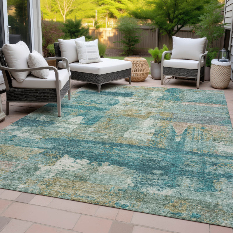 Machine Washable Indoor/Outdoor Meredith ACN2147 Abstract Rug, Rectangle 5' x 7'6"