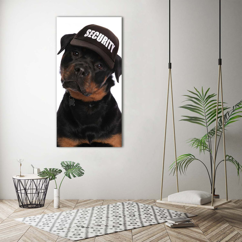 Rottweiler In A Hat - Wrapped Canvas Print