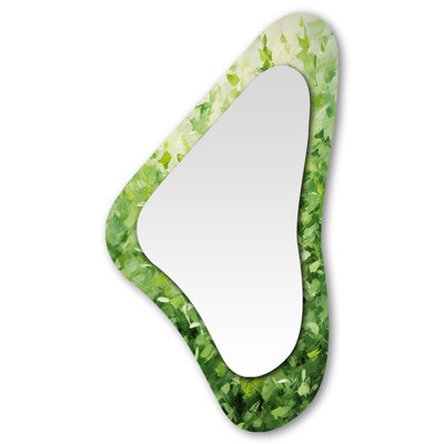 Herbs Thymes Passage 2 - Herbs Unique Shape Decorative Mirror, Green Freeform Wall Mirror, Printed Metal Art