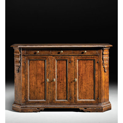 68" 3 Drawer Walnut Wood Sideboard