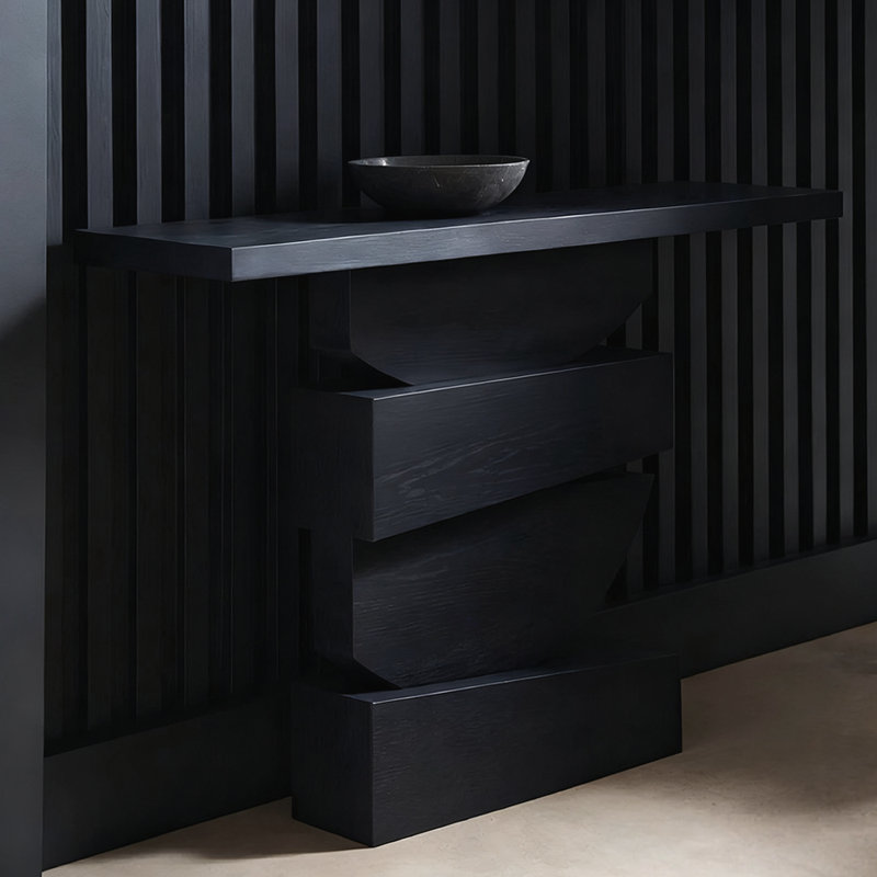 Console créative noire de style italien, H 31,5 po x l 70,9 po x P 15,7 po