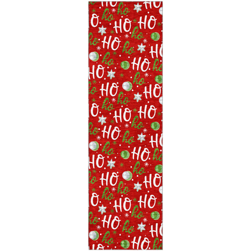 Tapis de Noël HohoHo lavable à la machine de qualité supérieure Lelland AMF1810, Tapis de couloir 2 pi 3 po x 7 pi 6 po
