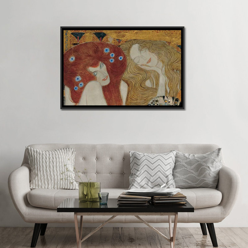 Beethoven Frieze par Gustav Klimt - Giclée sur toile tendue avec châssis, H 32 po x l 48 po x P 1,5 po, Toile avec cadre noir