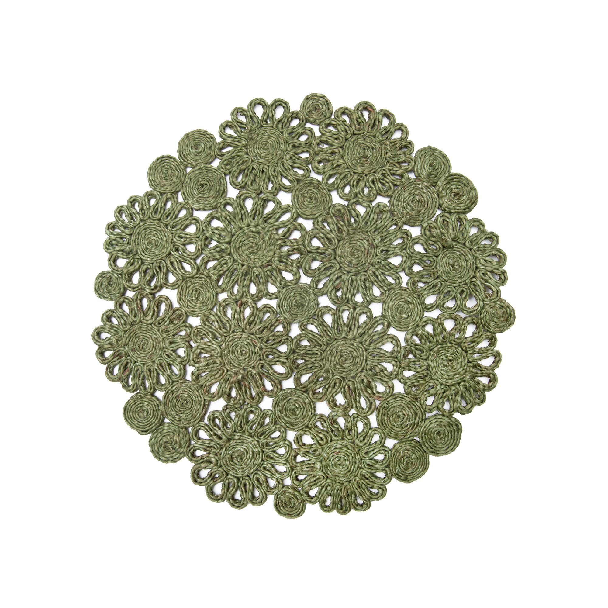 Bladwell Jute Round Placemat, Green