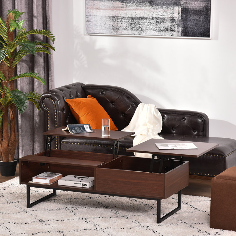 Table basse à plateau relevable avec rangement Lift Top, Brun