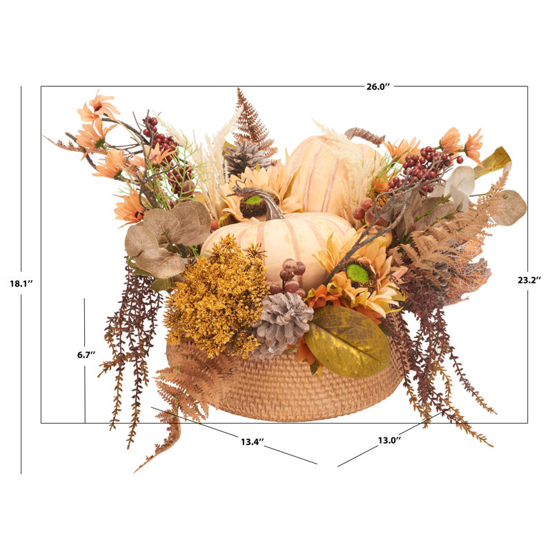 Fall Harvest Sunflower and Pumpkin Potted Arrangement