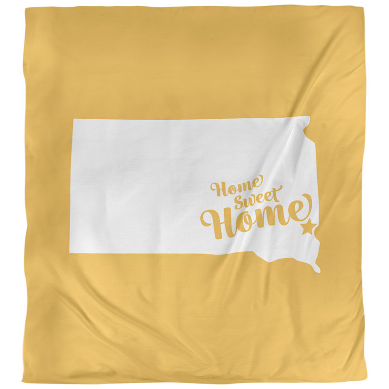 Housse de couette réversible simple Home Sweet Sioux Falls, Housse de couette pour très grand lit, Jaune, Polyester brossé