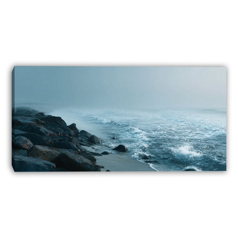 Art mural sur toile Foggy Coastal Break, H 20 po x l 40 po x P 1,5 po