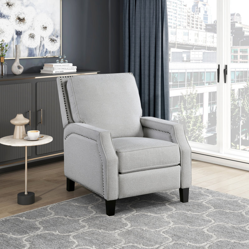 Push Back Reclining Chair Transitional Style, Gray