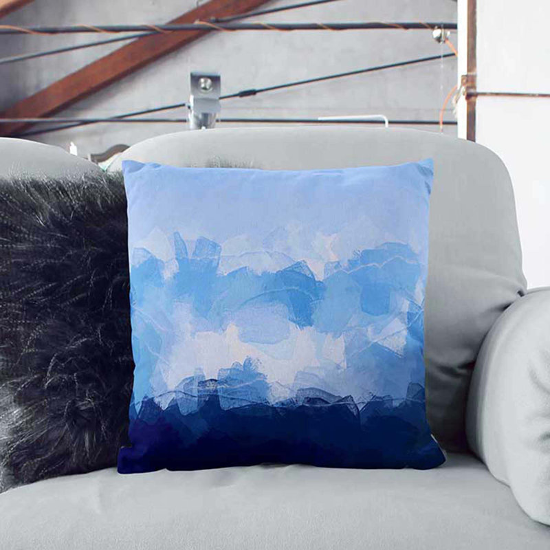 Mountain Sky Cushion with Filling, 55cm H x 55cm W x 20cm D, White