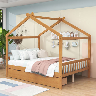 Lit plateforme House avec deux tiroirs