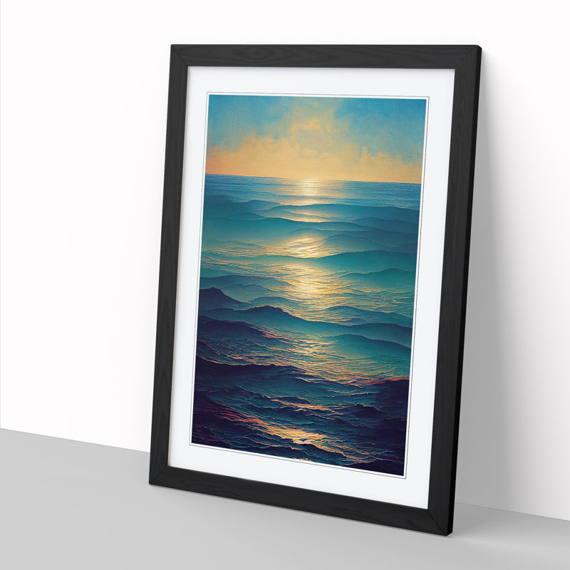 Watercolour Seascape Vol.5 - Single Picture Frame Print, 64cm H x 46cm W x 2cm D, Black