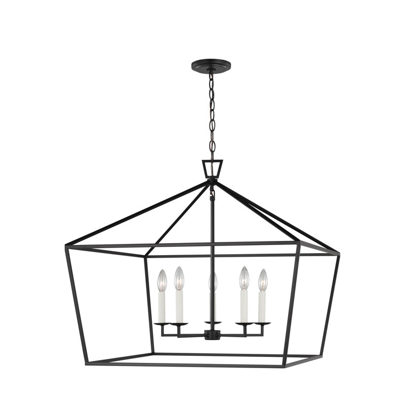 Lustre géométrique à 5 lumières Tari, Nuit noire