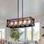 Luminaire suspendu rectangulaire en bois et métal avec abat-jour en verre Daberechi