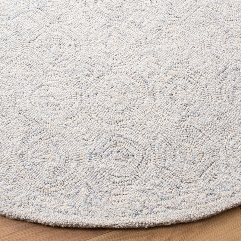 Geraint Hand Tufted Wool And Cotton With Latex Geometric Rug, Round 5'