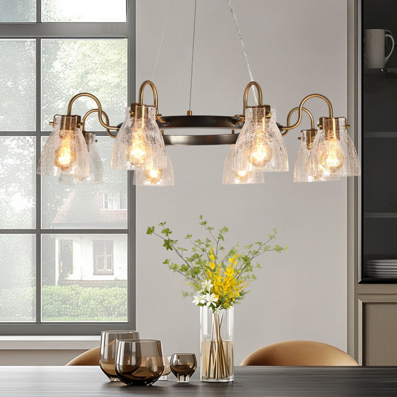 Joyee 8-Light Dimmable Large Wagon Wheel Chandelier