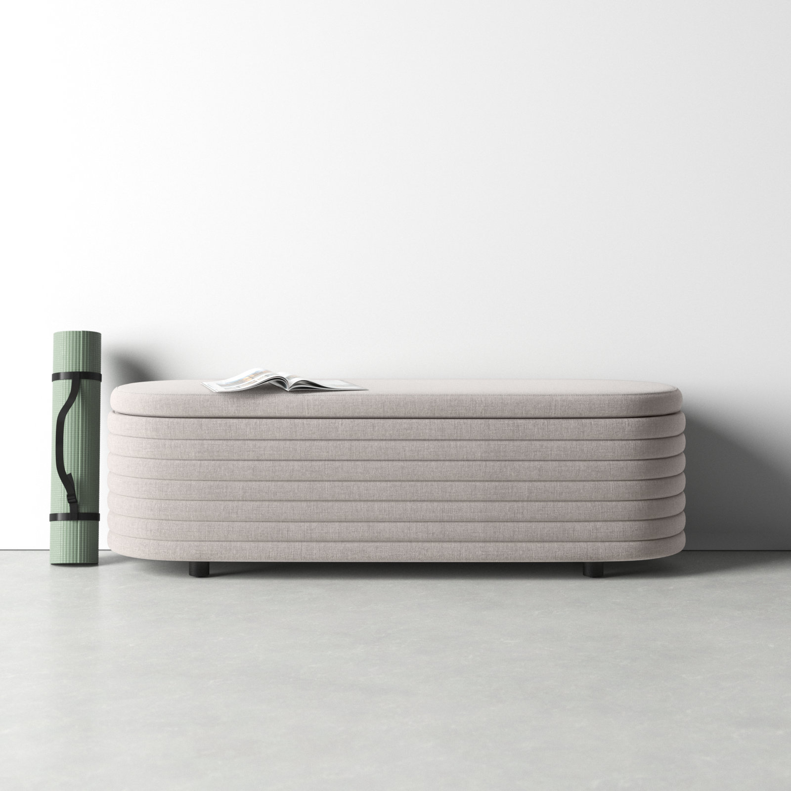 Delray 60" Linen Bedroom Bench, Light Grey Linen