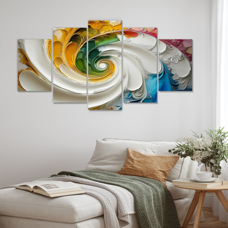 «Vortex rose de la vie accentué de bleu IV», ensemble d'art sur toile à spirales abstraites