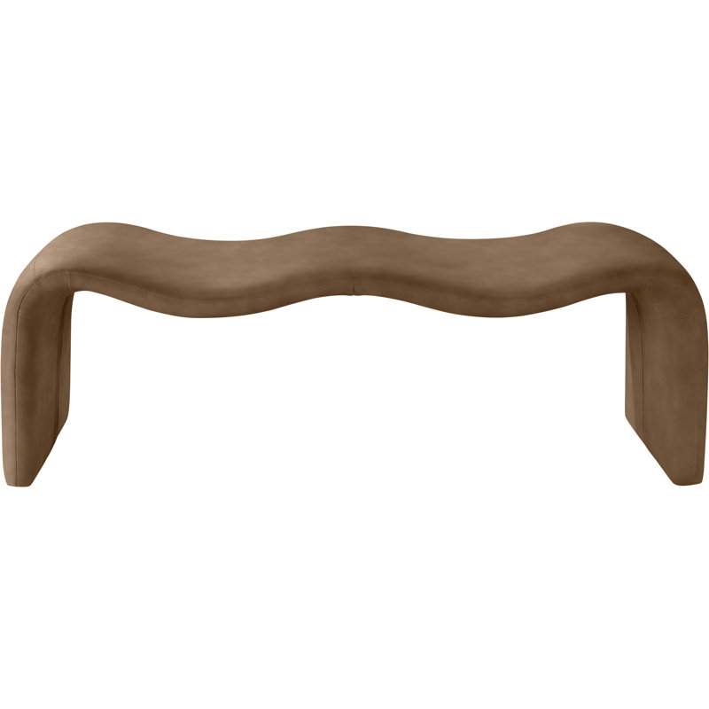 Monifa Vegan Leather Bench, Brown Vegan Leather