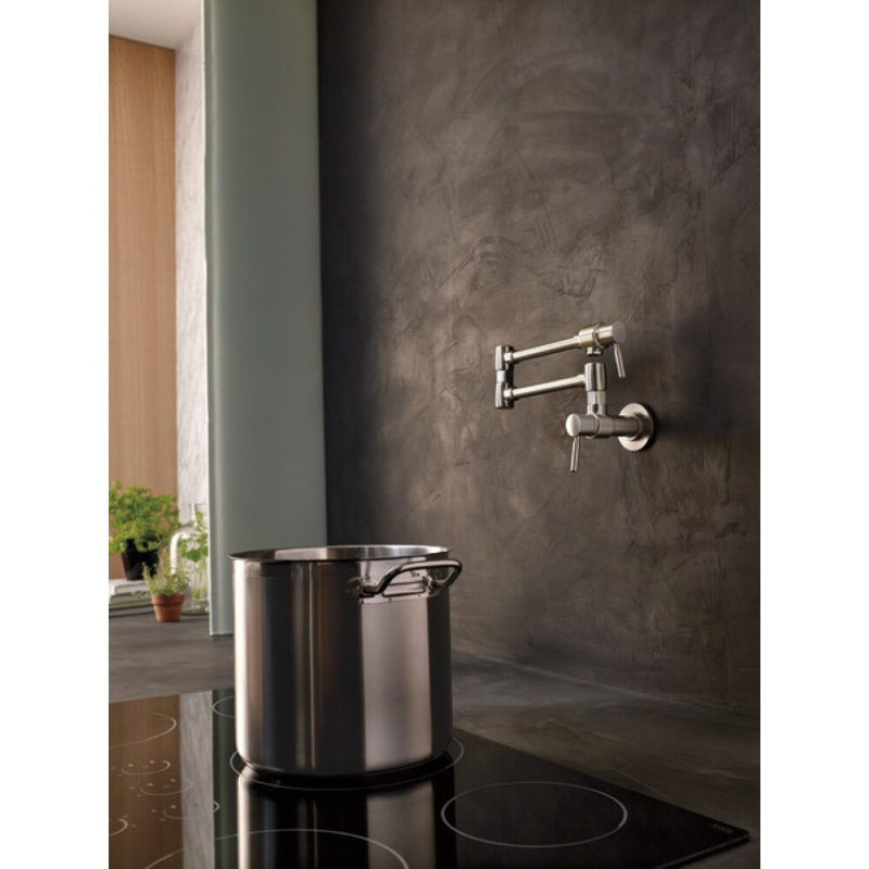 Euro Linear Wall Mount Pot Filler, Luxe Steel