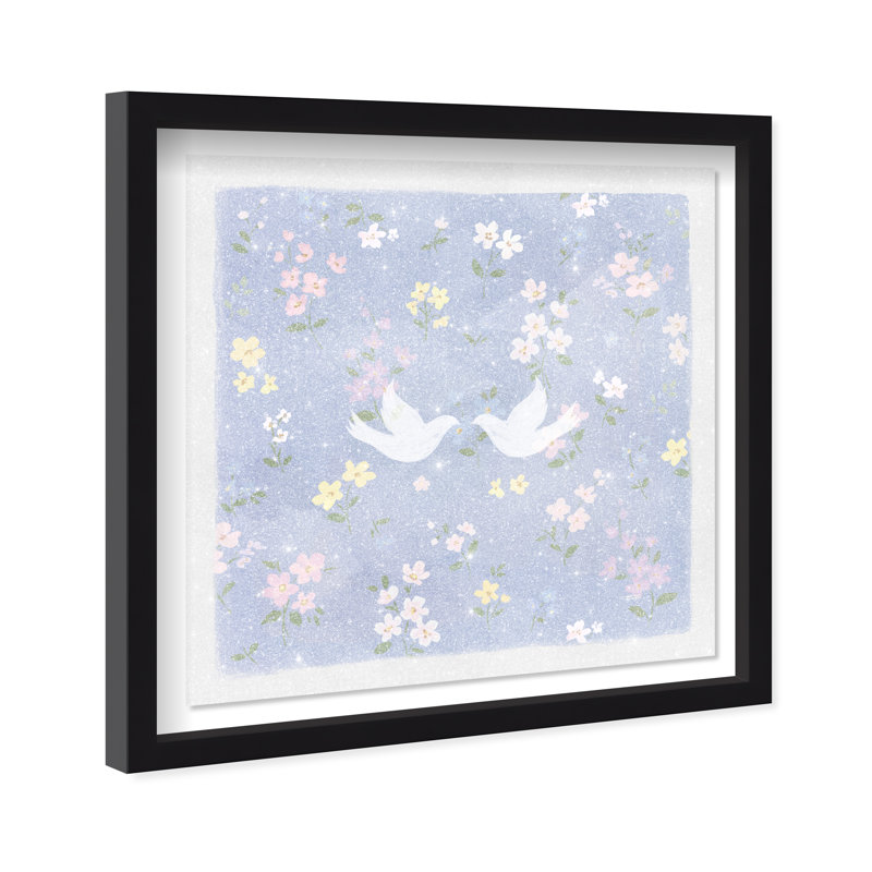 Love Doves Shadowbox Animals Print by Oliver Gal, Black Frame, 12 x 12, 13.5"H x 13.5"W, Black Shadowbox