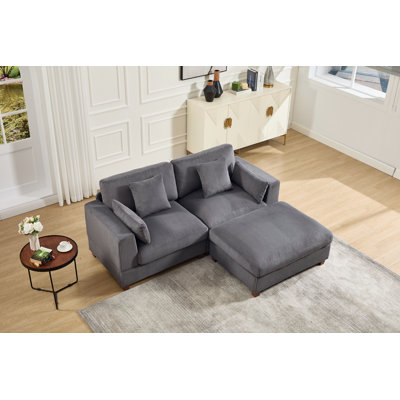Bradshaw 80" Oversize Cloud Loveseat Sofa Corduroy Couch with Ottoman