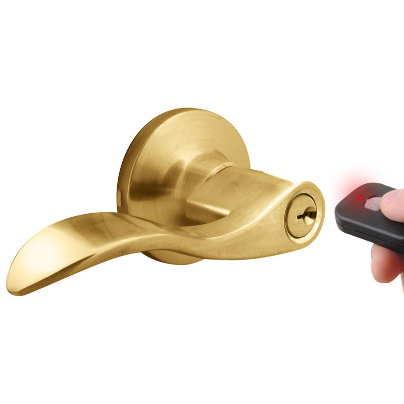 Keyless Entry Door Lever, Polished Brass