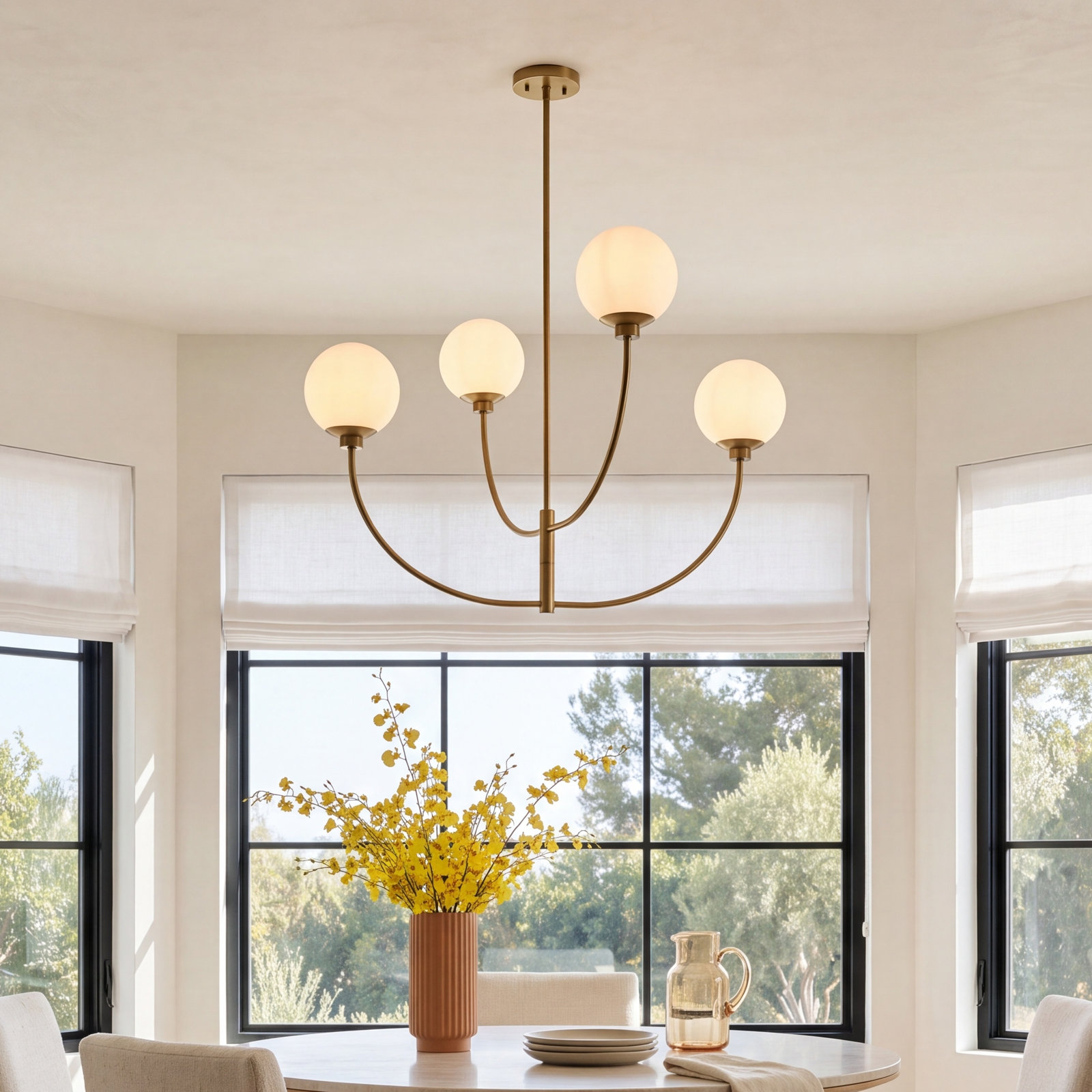 Kyle 4-Light Chandelier, 25" H x 30" W x 30" D, Brass