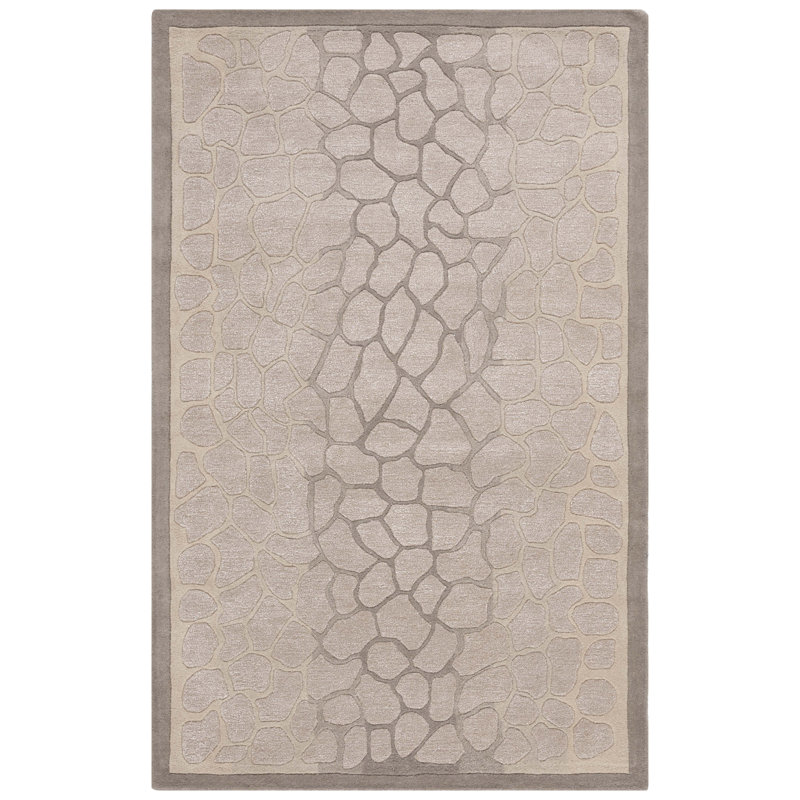Jamon Martha Stewart Hand Tufted Wool/Viscose Animal Print Rug in Sharkey Gray, Rectangle 8' x 10'