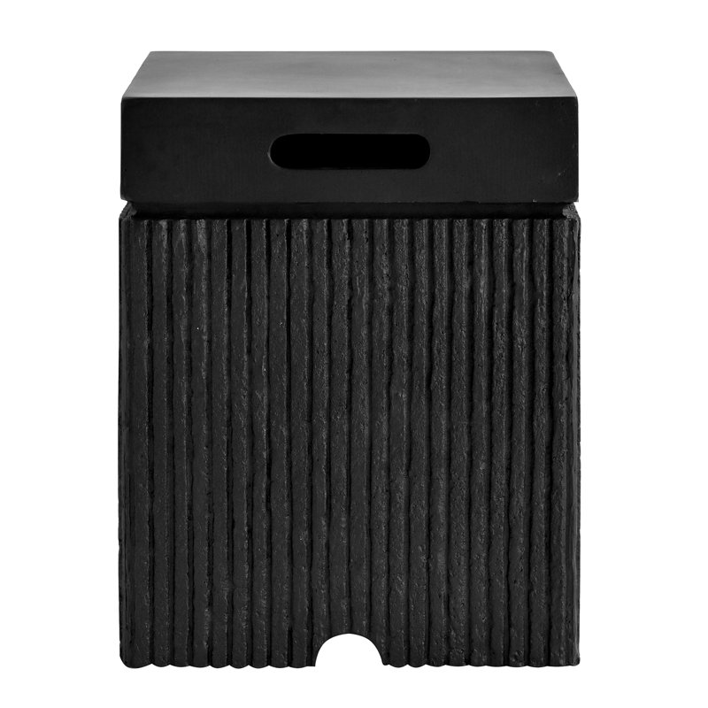 Table de couverture de réservoir de propane d'extérieur 15,75 po avec lattes verticales, Noir