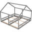 Lit plateforme simple gris avec 2 lits partagés conçus pour durer-1243627347