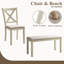 Ensemble de table de salle à manger 6 pièces en bois massif avec banc Farmhouse-130170095-130170092
